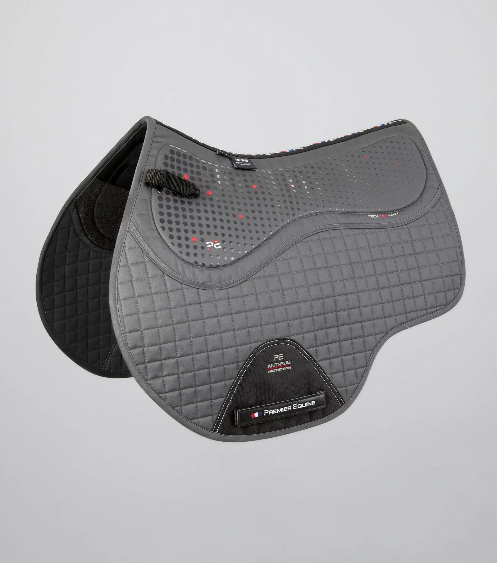 PREMIER EQUINE Tech Grip Pro Anti-Slip GP/Jump Saddle Pad Square - Grey. Horse Riding Equestrian Equipment
