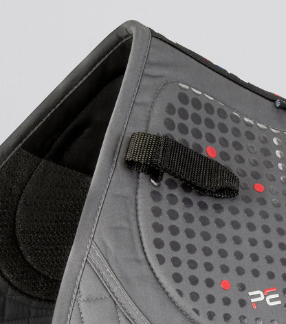 PREMIER EQUINE CLOSE CONTACT TECH GRIP PRO Anti-Slip Saddle Pad - GP/Jump Square Grey. Anti-slip, comfortable, high-quality saddle pad.