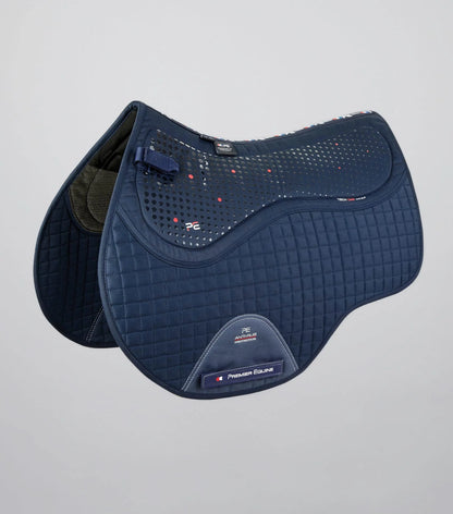 Premier Equine Close Contact Tech Grip Pro Anti-Slip GP/Jump Square Saddle Pad - Navy - Horse Riding Equipment
