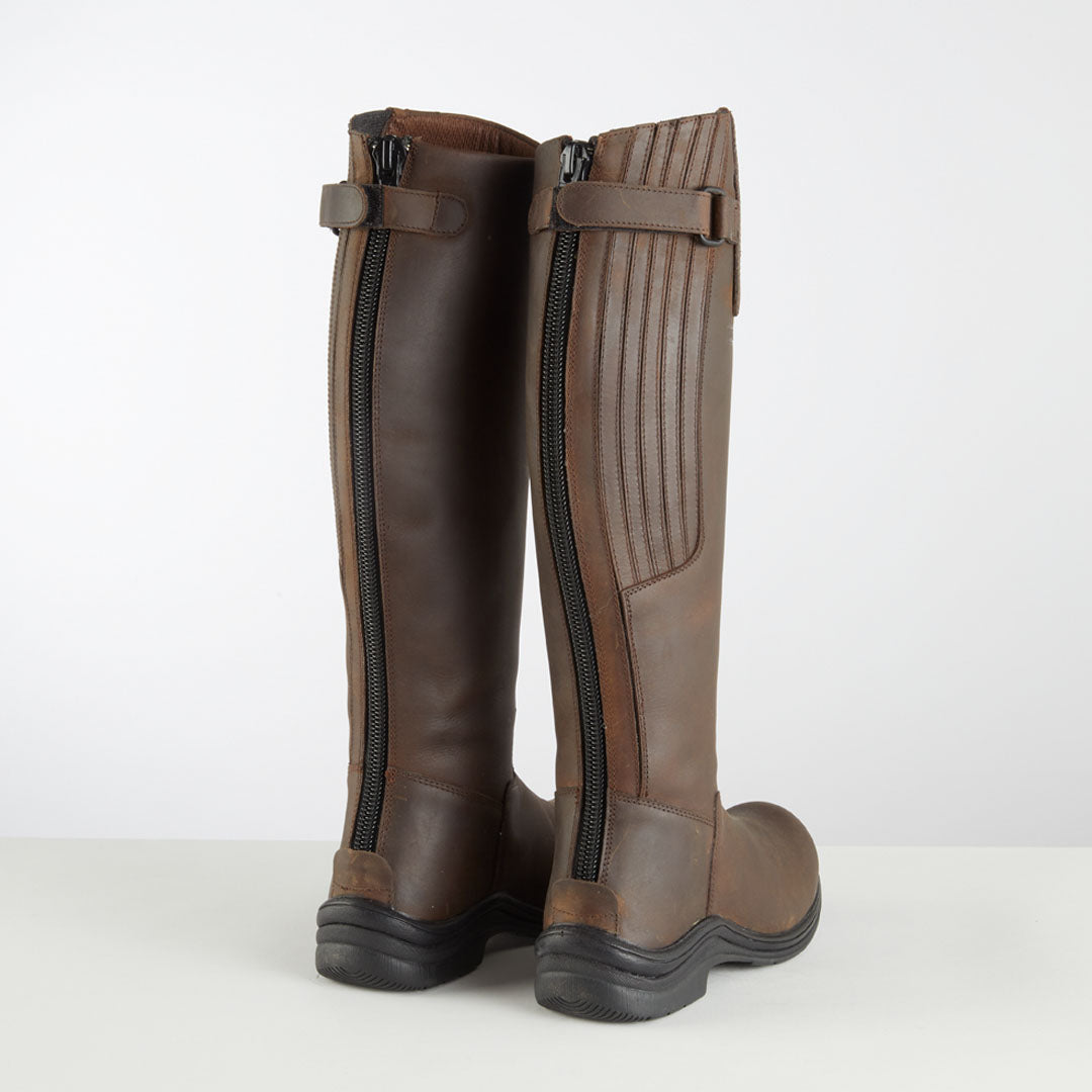 Brown leather Toggi Calgary wide fit riding boots with full zip closure
