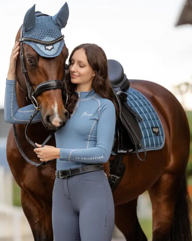 LeMieux Loire Fly Hood Ice Blue: Equestrian Style for Horses - Shop Equiflair Saddlery