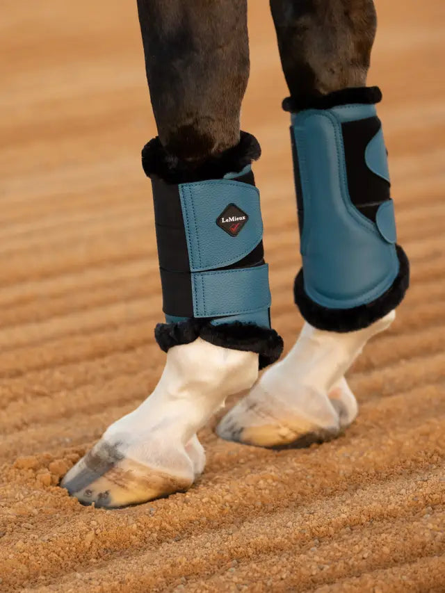 LeMieux Fleece Lined Brushing Boots Marine Horse Leg Protection Equestrian Equipment