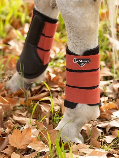 LeMieux Grafter Sienna Brushing Boots: Durable Horse Leg Protection for Schooling, Competition, Turnout. Equiflair.