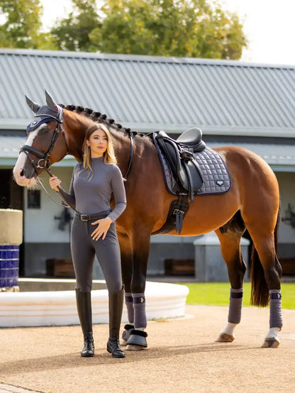 LeMieux Loire Classic Dressage Saddle Pad - Twilight Grey. Elegant horse riding equipment by Equiflair.
