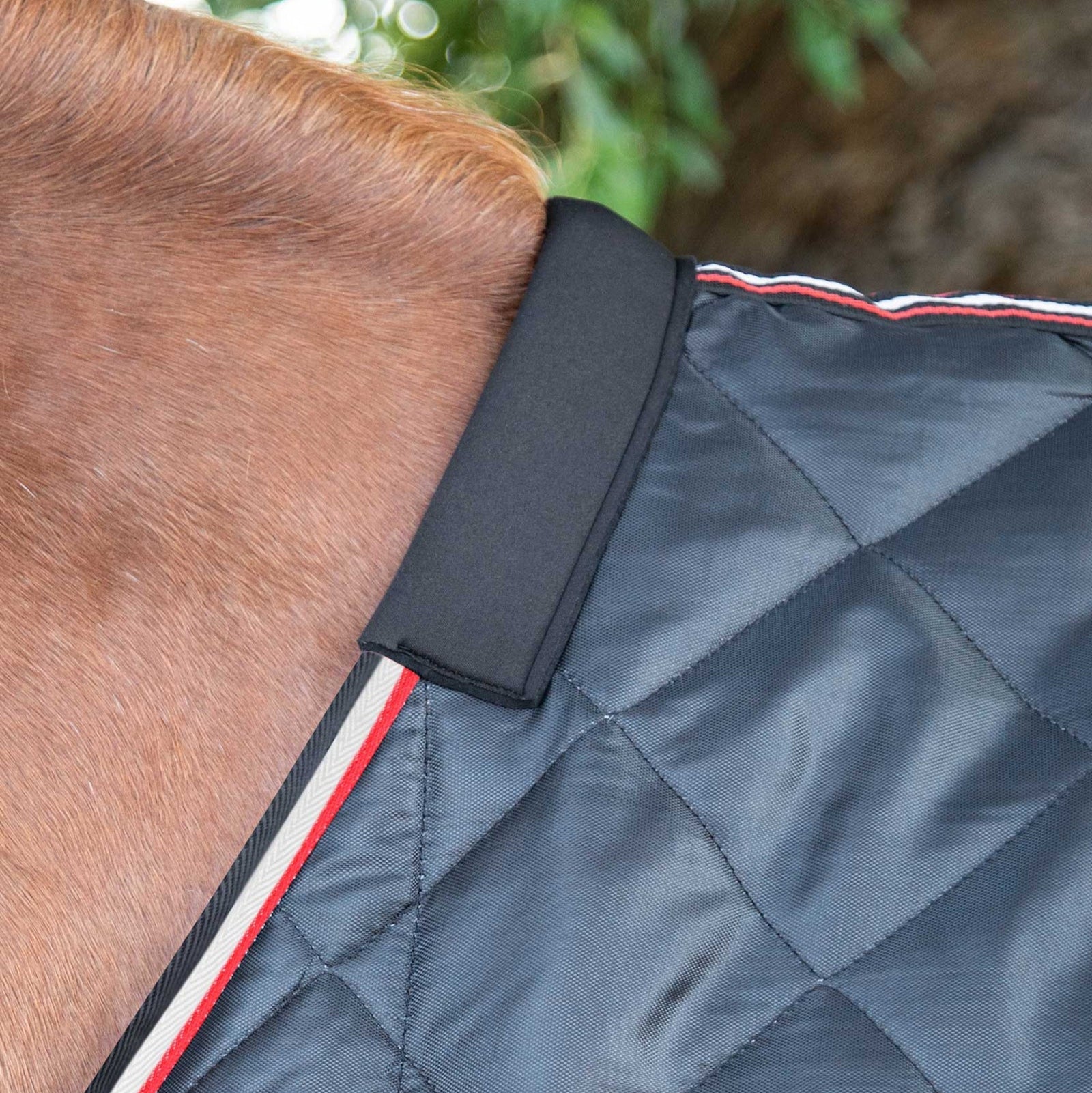 Premier Equine Tuscan Stable Rug 100g in Black on Horse - Quilted Horse Blanket