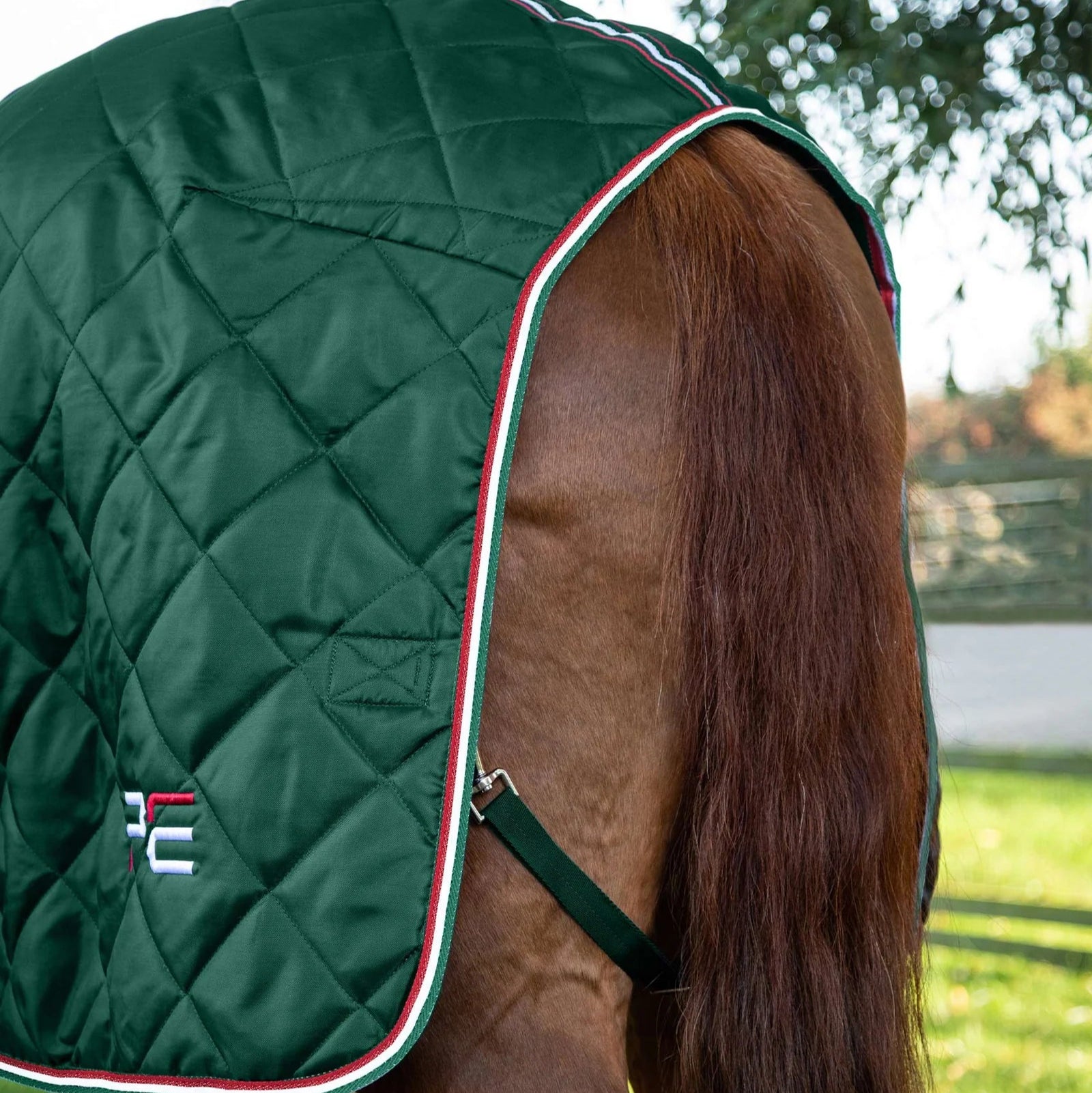 Premier Equine Tuscan Stable Rug 100g Green: Quilted horse blanket for warmth & comfort in the stable.