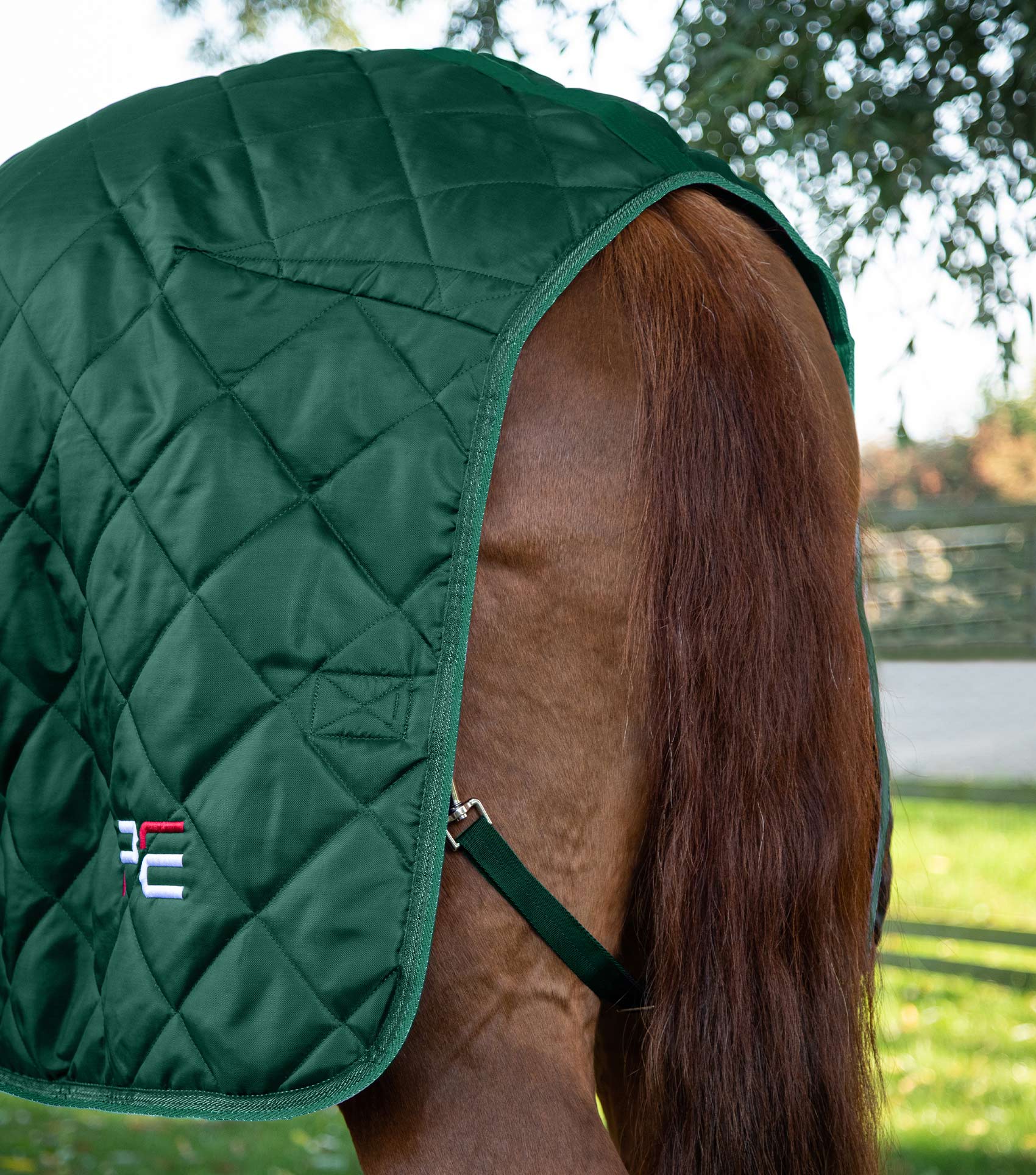 Premier Equine Tuscan Stable Rug 200g Green - Quilted Horse Rug