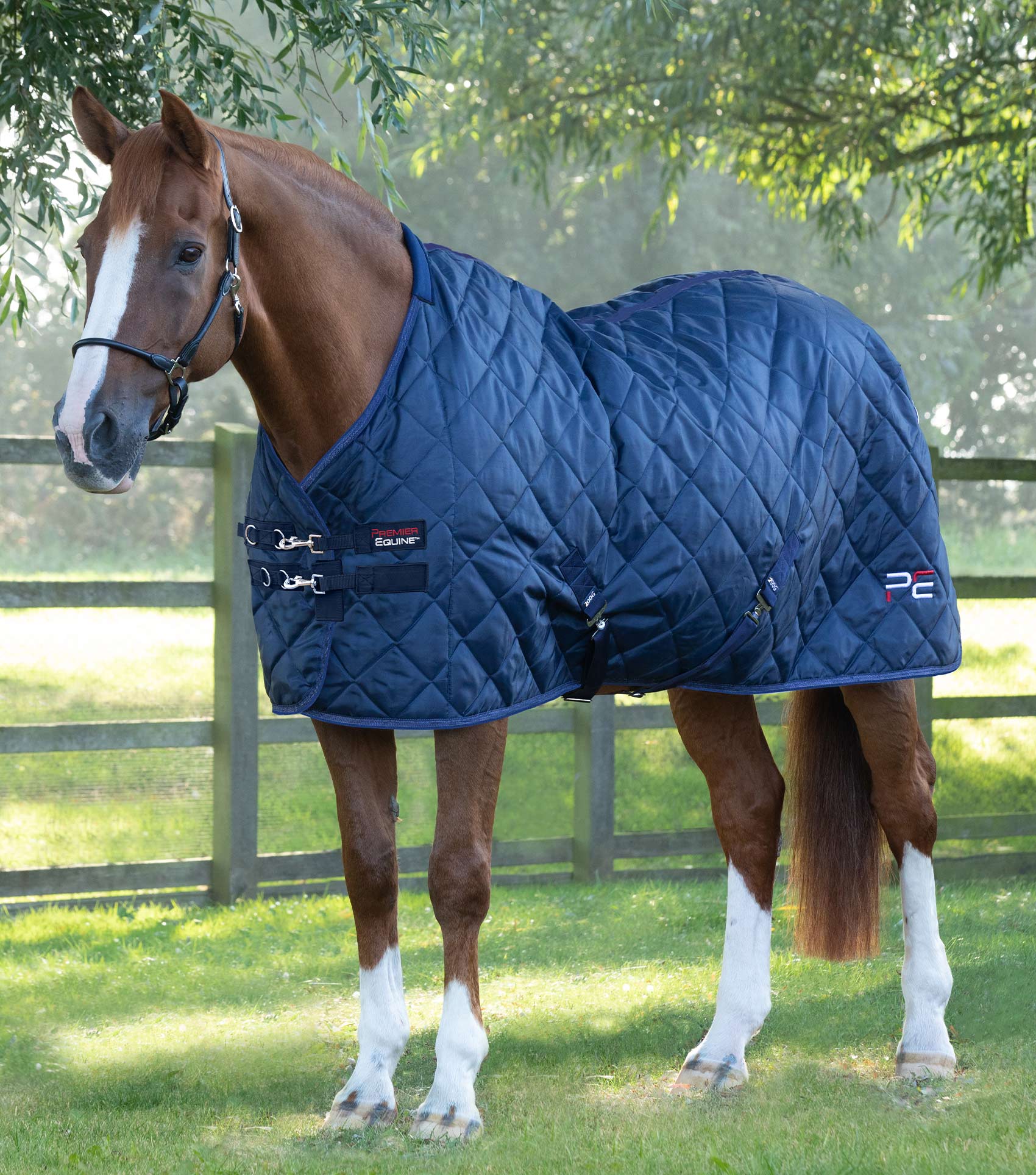 Premier Equine Tuscan 200g Navy Horse Stable Rug - Quilted Medium Weight Blanket