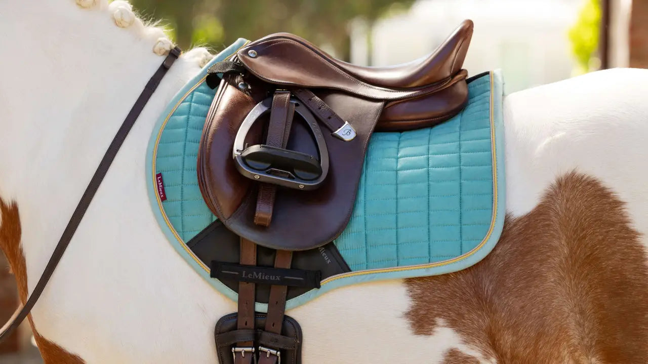 LEMIEUX Mini Suede Close Contact Square Lagoon Saddle Pad for Ponies - Jumping Saddle Pad