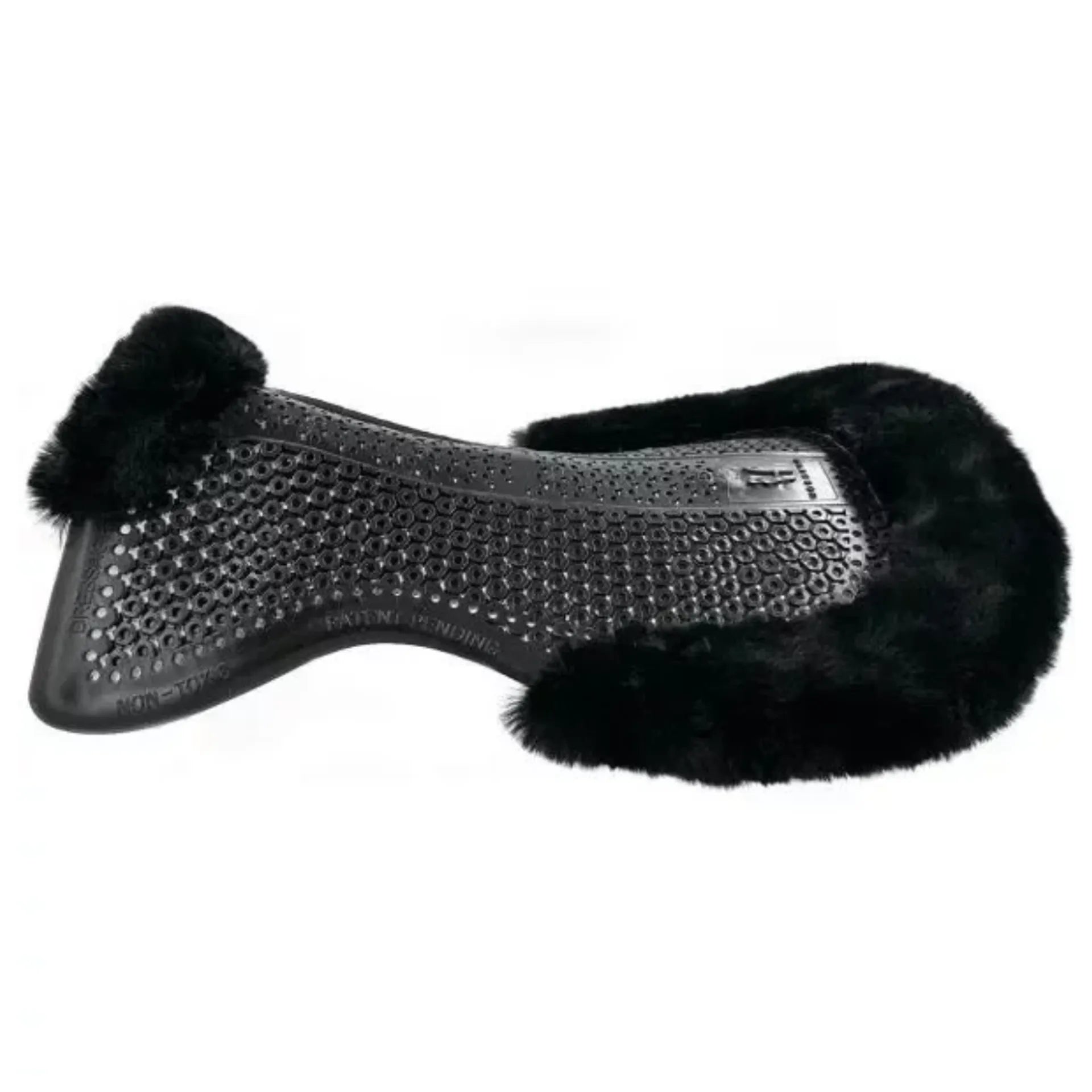 Horsena Dressage Gel Pad with Rolled Edge Real Sheepskin Black