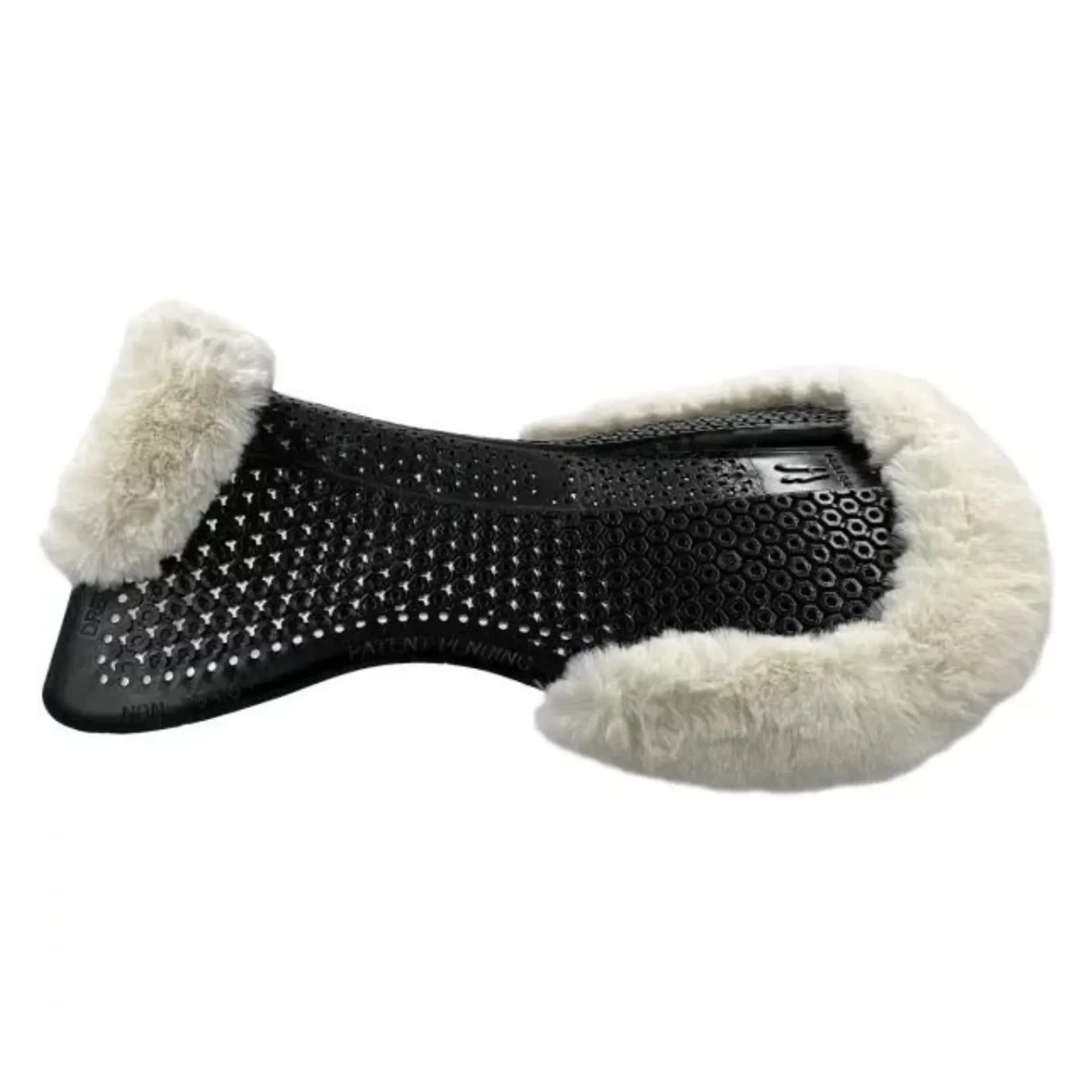 Horsena Dressage Gel Pad with Rolled Edge Real Sheepskin Black/Natural