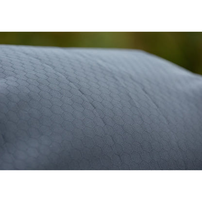 DefenceX Shield 200g Turnout Rug, Navy. Waterproof horse rug with ripstop material and hexagonal pattern, close-up.