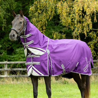 DefenceX Shield Horse Rug - Purple Turnout Blanket Waterproof Detachable Neck - Equiflair