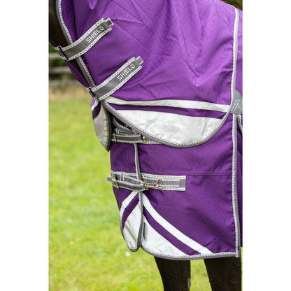 DefenceX Shield Purple Horse Turnout Rug: Waterproof, Ripstop, Detachable Neck. Premium Protection!