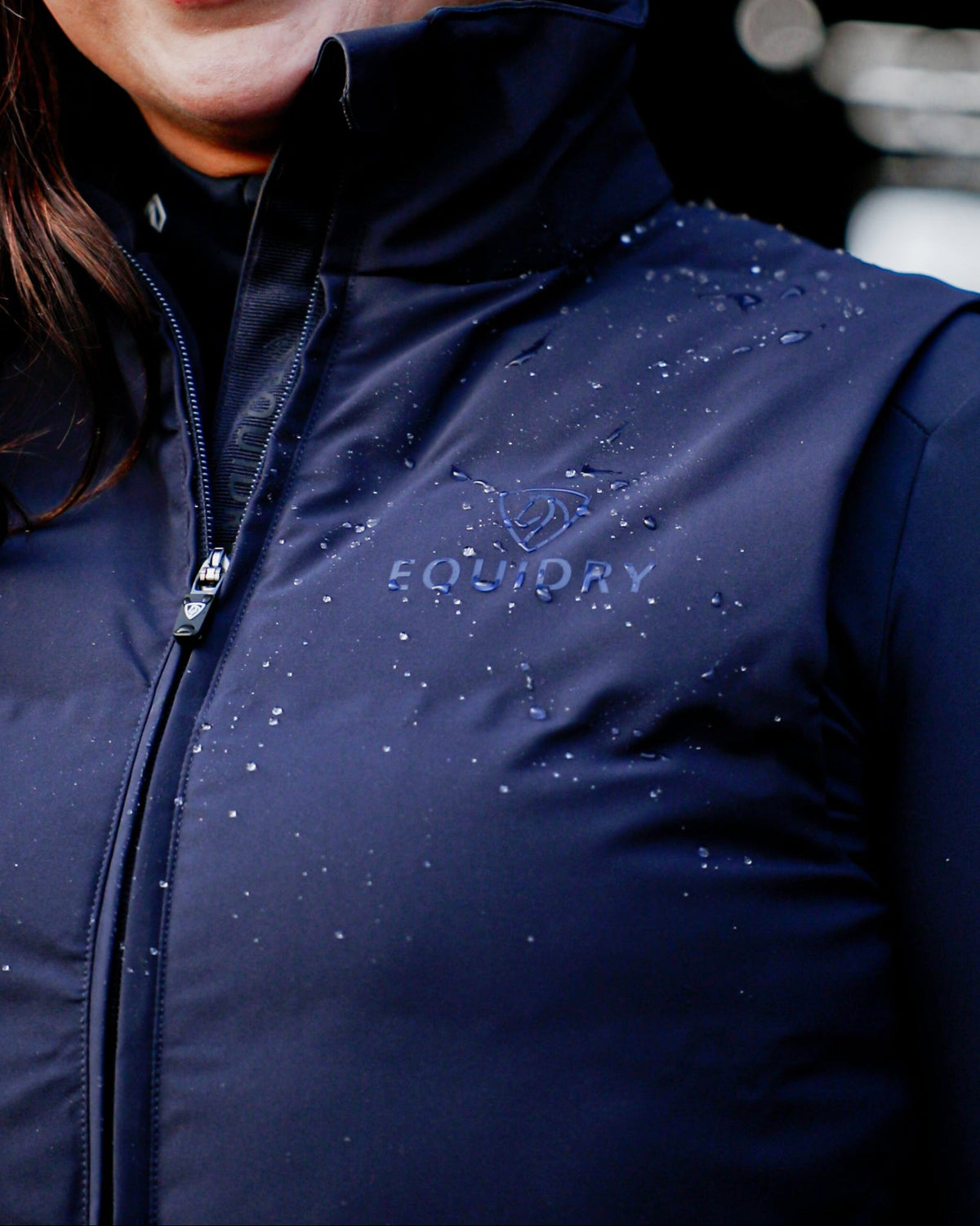 Equidry Torrent Padded Gilet Navy Women's Riding Vest - Water-repellent, Windproof