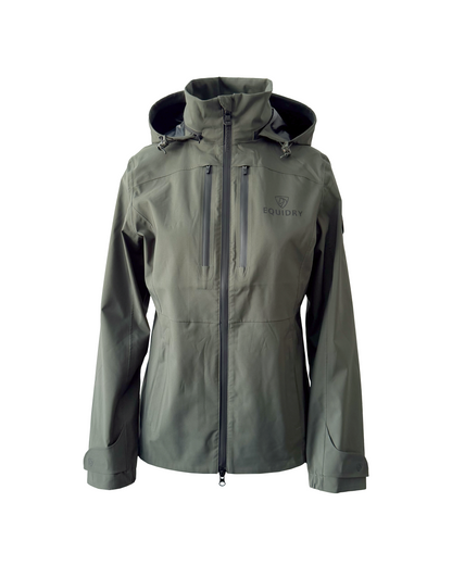 EQUIDRY Varsha Waterproof Riding Jacket Girl's Black Forest Green
