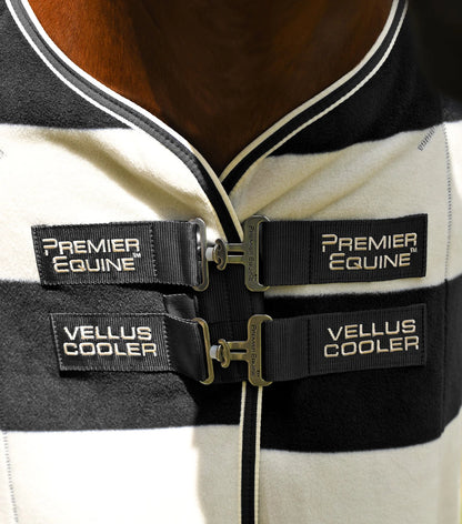 Premier Equine Vellus Cooler: Black & White Horse Fleece Rug. Warm Horse Blanket for Cooling and Comfort.