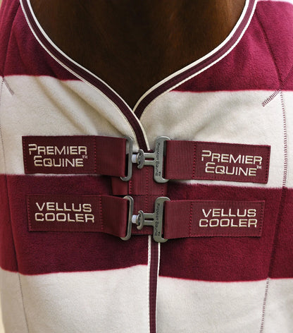 Premier Equine Vellus Burgundy & White Horse Fleece Cooler Rug - Close Up