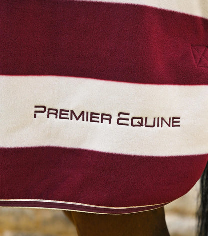 Premier Equine Burgundy & White Striped Horse Fleece Rug | Vellus Cooler Rug