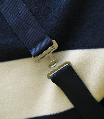 Premier Equine Horse Fleece Rug Navy/White - Detail of Buckle Fastening