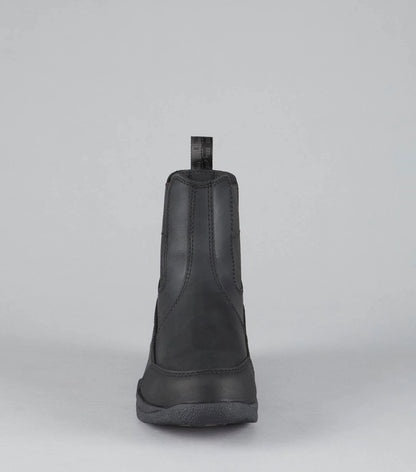 Premier Equine Vinci Waterproof Equestrian Yard Boot - Black Leather, pull on tabs, waterproof membrane