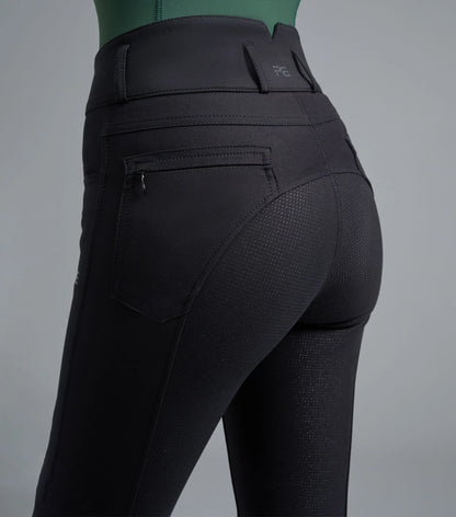 Black Riding Breeches - Virtue Ladies Full Seat Gel Breeches, Rear View. Premier Equine Equestrian Trousers for Women.