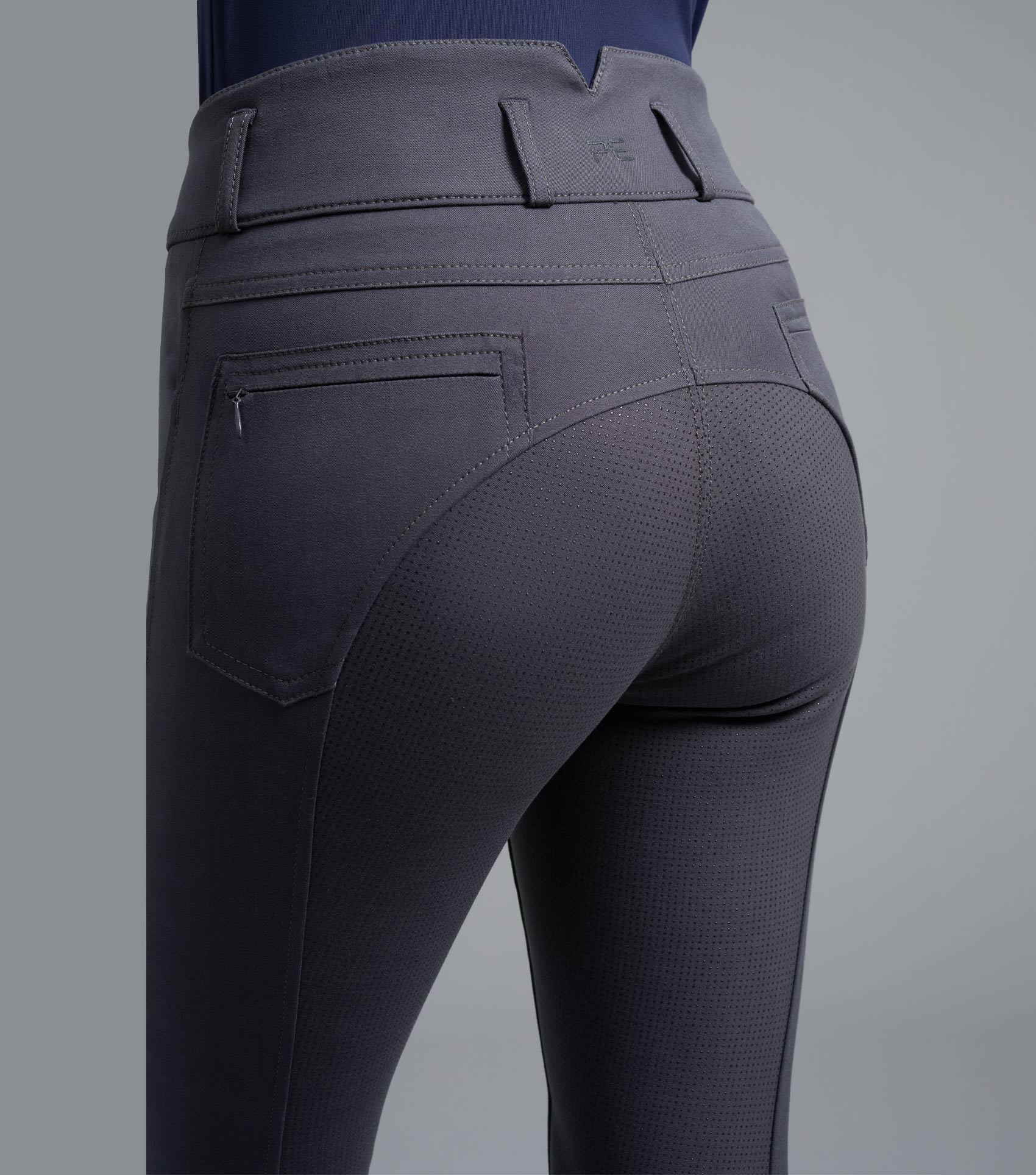 PREMIER EQUINE VIRTUE LADIES ANTHRACITE Riding Breeches - Full Seat Gel, comfortable equestrian pants.