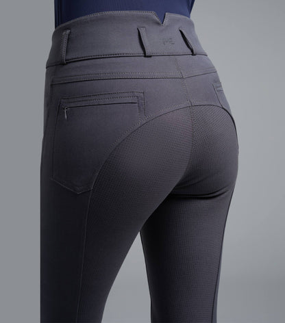 PREMIER EQUINE VIRTUE LADIES ANTHRACITE Riding Breeches - Full Seat Gel, comfortable equestrian pants.