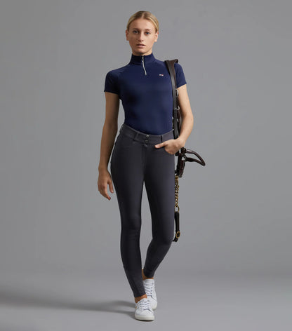 Premier Equine Virtue Anthracite Riding Breeches: Gel Full Seat, Stylish & Comfortable for Equestrian Use.