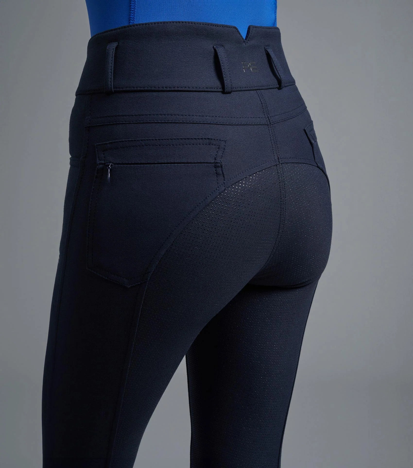 Premier Equine Virtue Navy Riding Breeches - Ladies Gel Full Seat for Equestrian Comfort and Style