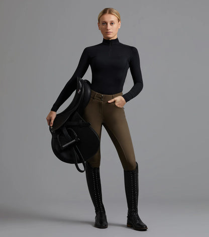 Premier Equine Virtue Ladies Full Seat Gel Riding Breeches - Dark Olive Equestrian Apparel
