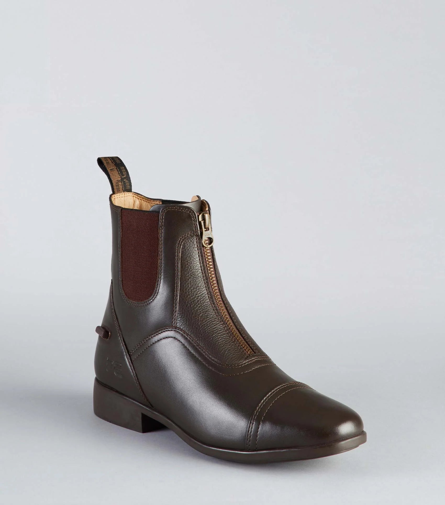 Premier Equine Avanti Brown Leather Paddock Boot. Equestrian Riding Boot with Zip Front. Stylish Horse Riding Footwear. Comfort & Performance.