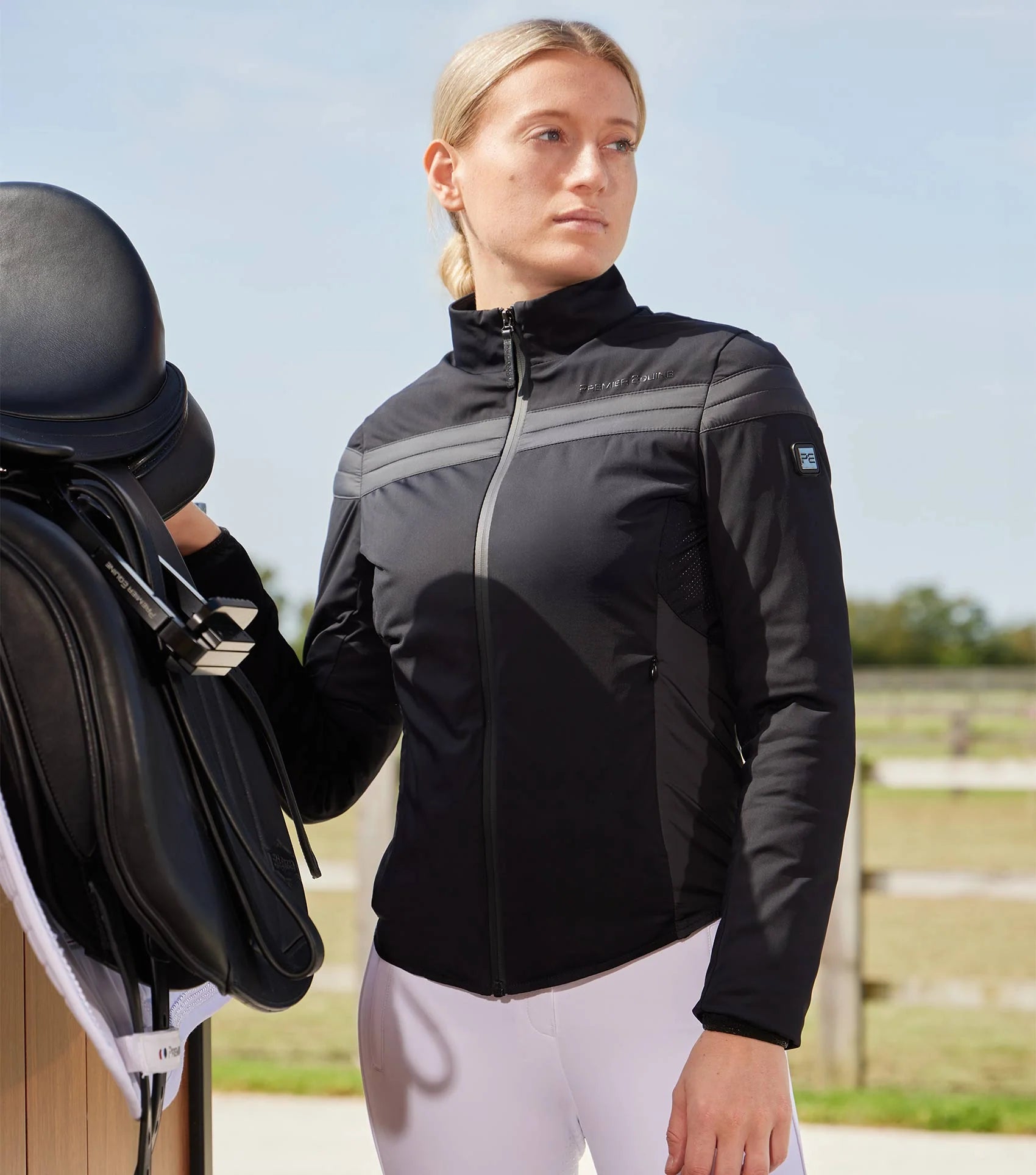 PREMIER EQUINE Vivace Ladies Training Jacket Jet Black | Water-Resistant Equestrian Riding Jacket