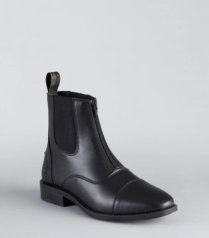 Premier Equine Volens Black Synthetic Paddock Boots | Equestrian Riding Jodhpur Boot with Front Zip & Ankle Support